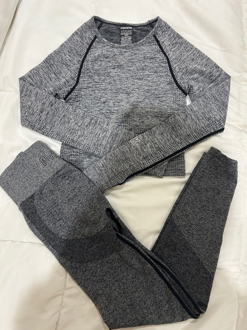 PINK Victoria's Secret Gray Seamless Legging & Long Sleeve Crop Set